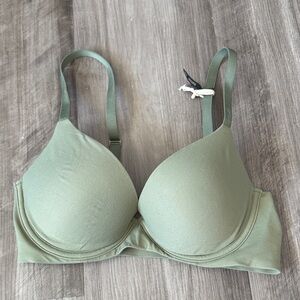 NEW Aerie Smoothez 32C plunge bra pushup padded women’s olive green NWT
